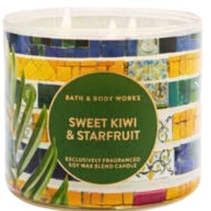 BATH & BODY WORKS SWEET KIWI STARFRUIT 3 WICK CANDLE
